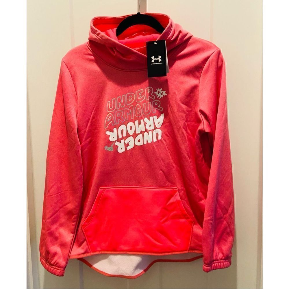 Under Armour Girls Rival Fleece Logo Hoodie. Gala /Cool Pink/ Youth X Large New